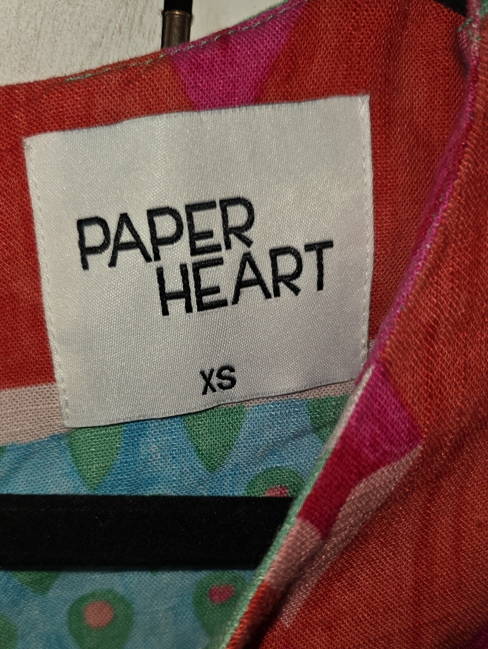 Paper Heart Vibrant Patchwork Print Daisy Island Sleeveless Dress Linen PocketXS - Picture 4 of 7